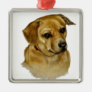 Schattige Daschsy-Terriër Mix Hond Metalen Ornament