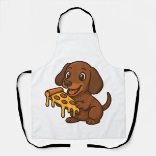 Schattige Daschund cartoon pizza pizza liefhebber Schort