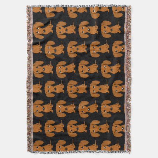 Schattige dashond-patroon | Rood met gladde coatin Deken (Voorkant Verticaal)