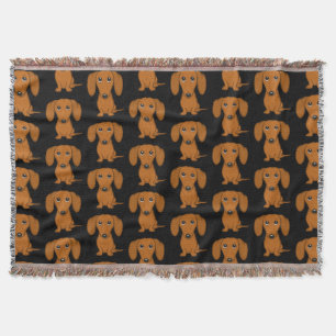 Schattige dashond-patroon   Rood met gladde coatin Deken