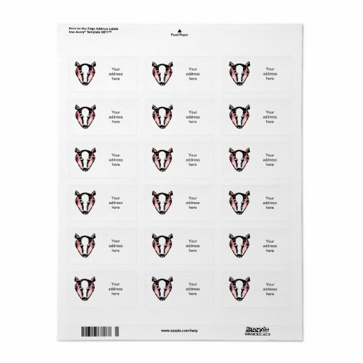 Schattige dassengezicht etiket (Full Sheet)