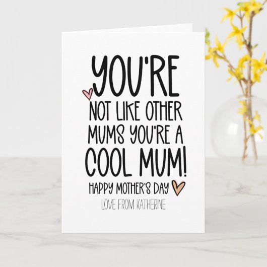 Schattige dat je een coole mam grappige Moederdag Kaart (Gele Bloem)