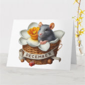 Schattige December Mouse Verjaardag Kaart (Gele Bloem)