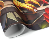 Schattige decoratief inpakpapier Kleurrijke Draken (Rol Hoek)