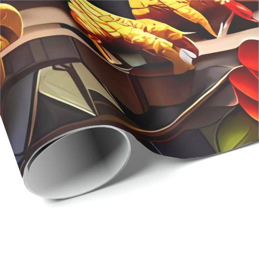 Schattige decoratief inpakpapier Kleurrijke Draken (Rol Hoek)