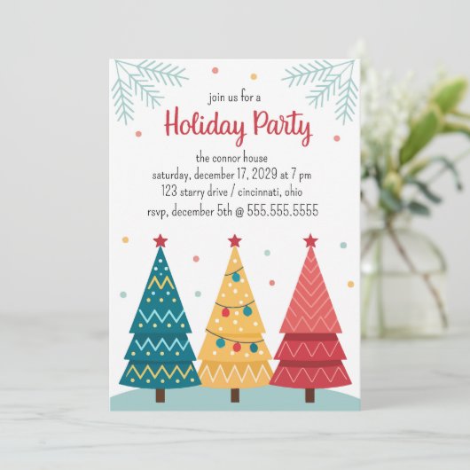 Schattige decoratief kerstboomfeest kaart (Staand voorkant)