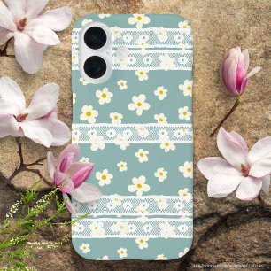 Schattige decoratieve kant en Blossom Schattige bl iPhone 16 Hoesje