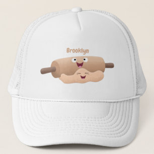 Schattige deegroller en deeg pastgebak cartoon trucker pet