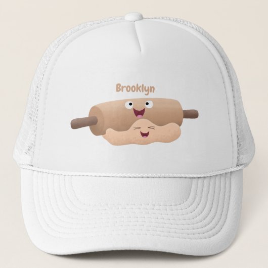 Schattige deegroller en deeg pastgebak cartoon trucker pet (Voorkant)