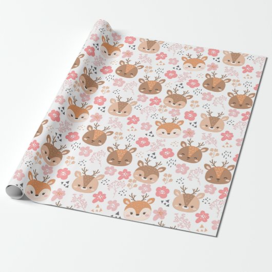 Schattige deer cadeaupapier (Uitgerold)