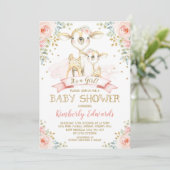 Schattige Deer Girl Baby shower Blush Pink Gold Ro Kaart (Staand voorkant)