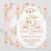 Schattige Deer Girl Baby shower Blush Pink Gold Ro Kaart (Voorkant / Achterkant)