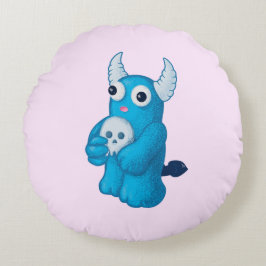 Schattige Demon Skull - Halloween Cartoon Karakter Rond Kussen