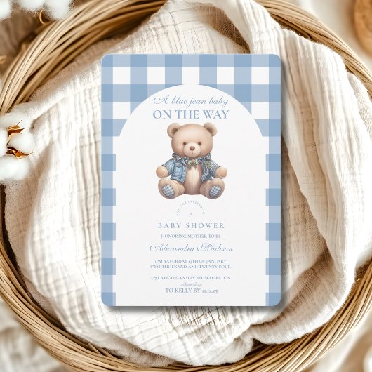 Schattige denim Baby shower Kaart