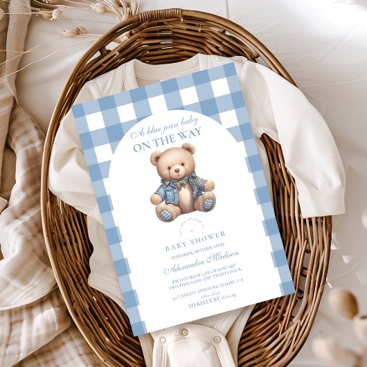 Schattige denim Baby shower Kaart