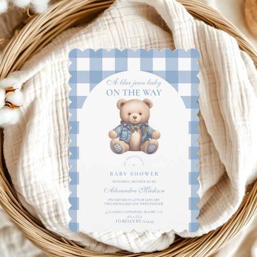 Schattige denim Baby shower Kaart