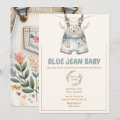 Schattige Denim Blue Jean Baby shower Kaart (Voorkant / Achterkant)