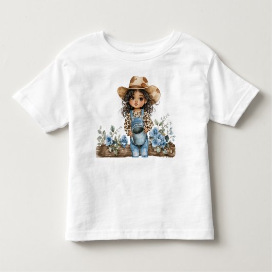 Schattige Denim Cowgirl 3 Kinder Shirts (Voorkant)