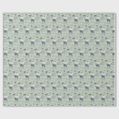 Schattige Denim Kerstmis Santa Pattern Cadeaupapier (Vlak)