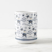 Schattige Denim Kerstmis Santa Pattern Koffiemok (Center)