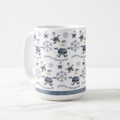 Schattige Denim Kerstmis Santa Pattern Koffiemok (Voorkant links)