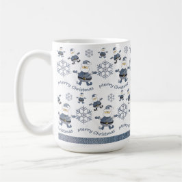 Schattige Denim Kerstmis Santa Pattern Koffiemok