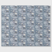 Schattige Denim Mode Kerstmis Santa Pattern Cadeaupapier (Vlak)