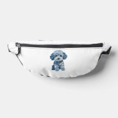 Schattige denim patchwork hond illustratie heuptasje (Liggend)