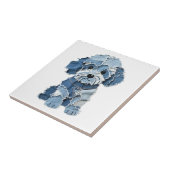 Schattige denim patchwork hondenillustratie tegeltje (Zijkant)
