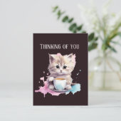 Schattige Denken aan je koffiekat Briefkaart (Staand voorkant)