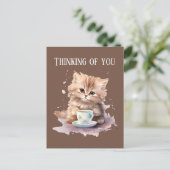 Schattige Denken aan je koffiekat Briefkaart (Staand voorkant)