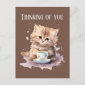 Schattige Denken aan je koffiekat Briefkaart (Voorkant)