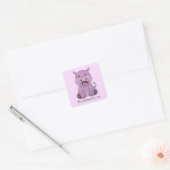 Schattige denken aan je nijlpaard vierkante sticker (Envelop)