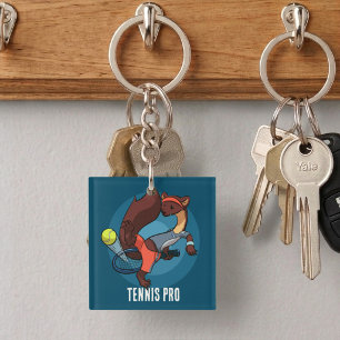 Schattige dennenmarter tennis pro truc shot cartoo sleutelhanger