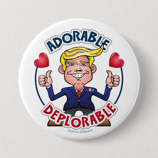SCHATTIGE DEPLORABLE Donald Trump Chibi Cartoon Ga Ronde Button 7,6 Cm (Voorkant)