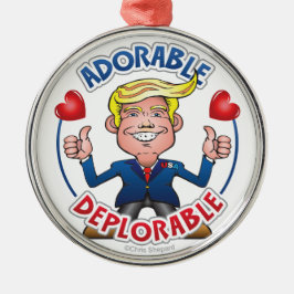 SCHATTIGE DEPLORABLE Pro Trump Cute Chibi Cartoon Metalen Ornament