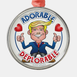 SCHATTIGE DEPLORABLE Pro Trump Cute Chibi Cartoon Metalen Ornament