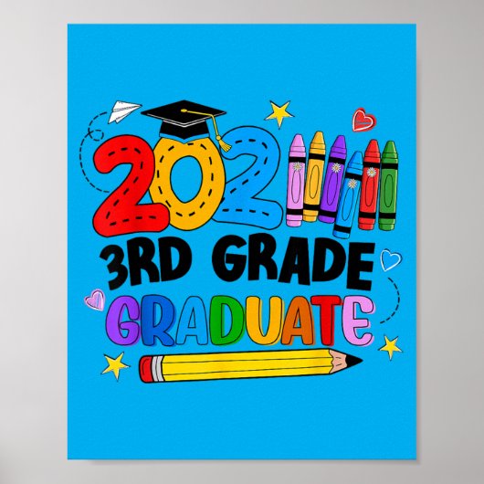 Schattige derde klas afstuderen 2026 kleurpotloden poster (Voorkant)
