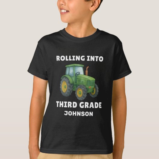 Schattige derde klas tractor terug naar school t-shirt (Voorkant)