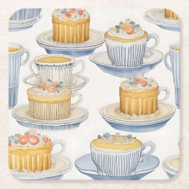 Schattige dessert en koffiekunst kartonnen onderzetters