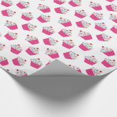 Schattige Dessert Helder Roze Cupcake Patroon Cadeaupapier (Hoek)
