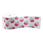 Schattige Dessert Helder Roze Cupcake Patroon Grosgrain Lint (Spoel)