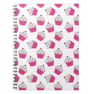 Schattige Dessert Helder Roze Cupcake Patroon Notitieboek