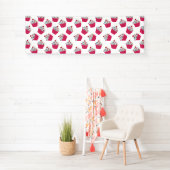 Schattige Dessert Helder Roze Cupcake Patroon Spandoek (Insitu)