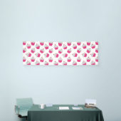 Schattige Dessert Helder Roze Cupcake Patroon Spandoek (Beurs)