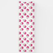 Schattige Dessert Helder Roze Cupcake Patroon Spandoek (Verticaal)