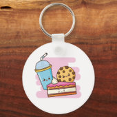 Schattige desserttrio - taart, koekje en Drink Sleutelhanger (Achterkant)