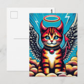 Schattige Devil Angel Kat Comic Briefkaart (Voorkant / Achterkant)