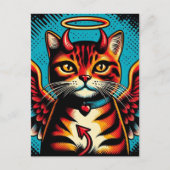 Schattige Devil Angel Kat met Wings Comic Book Sty Briefkaart (Voorkant)