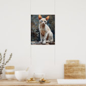 Schattige Devon Rex Cat Art Print Poster (Keuken)